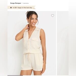 Cream Sleeveless Jumpsuit with V-Neck and Wide-Leg Fit